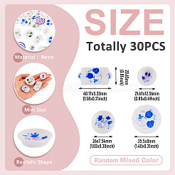 Décorations de présentation en résine opaque sur assiette en porcelaine bleue et blanche&nbsp;DJEW-TAC0004-06