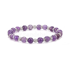 Bracelets extensibles de perles de jade de malaisie naturelle ronde&nbsp;BJEW-JB09128