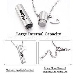 Collier pour cendres en forme de colonne en acier inoxydable 304&nbsp;DIY-TA0010-07E