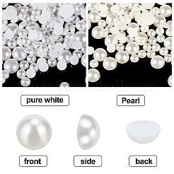 Cabochons de perles d'imitation en plastique ABS 2 couleurs et perles sans trou&nbsp;MRMJ-PH0001-47