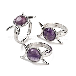 Verstellbare Ringe aus natürlichem Edelstein&nbsp;RJEW-K271-01P