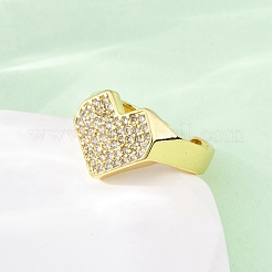 Verstellbare Manschettenringe aus Messing mit Mikropavé und Zirkonia für Damen&nbsp;RJEW-U053-09G