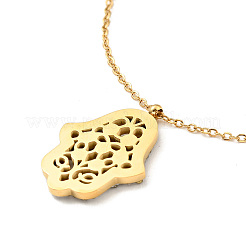 Kristallstrass-Hamsa-Hand mit bösem Blick-Anhänger-Halskette mit Emaille&nbsp;LS-NJEW-P229-13G