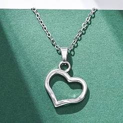 Collane con ciondolo a forma di cuore cavo in acciaio inossidabile 304&nbsp;NJEW-H059-16P