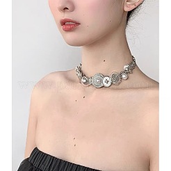 Chokerhalsketten mit Sonnenwärmeknopf aus Edelstahl&nbsp;FS-WG98DB1-01
