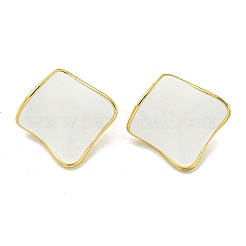 Pendientes de botón de acero inoxidable 304 con baño de PVD al vacío y esmalte para mujer&nbsp;EJEW-G401-02G-01