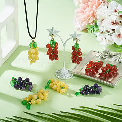 6 Stück 3 Stile natürlicher Amethyst & Karneol & gelbe Jade & Glasperlen Traubenanhänger&nbsp;PALLOY-TA00332