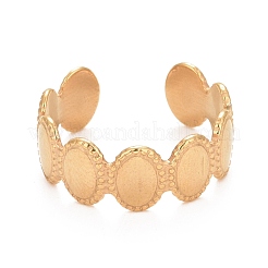 Bague ouverte ovale en acier inoxydable 304 avec placage ionique (IP) pour femme&nbsp;RJEW-C025-05G