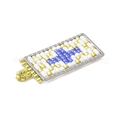 Rectangle de perles de verre faites à la main avec pendentifs en forme de croix&nbsp;PALLOY-MZ00616-03