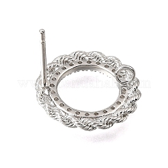 Fermoirs de boucles d'oreilles à clous en laiton sertis de micro-pavés de zircone cubique avec anneaux&nbsp;CU-CBA1682-04P