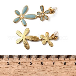 Orecchini pendenti a forma di fiore in acciaio inossidabile smaltato 304&nbsp;LS-EJEW-G451-02G