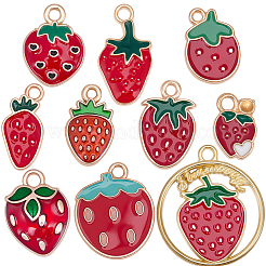 50 pièces 10 styles pendentifs en émail en alliage plaqué or clair&nbsp;ENAM-BM0001-36