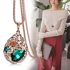 Halsketten mit Blumen-Tropfenanhänger aus Legierung mit Strass für Damen&nbsp;FS-WG2D28B-01