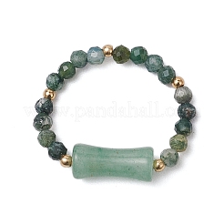 Ringe aus Perlen aus natürlichem Moosachat&nbsp;RJEW-TA00189