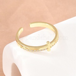 Messing Micro Pave Zirkonia Manschette offene Ringe&nbsp;CU-Z002-02G