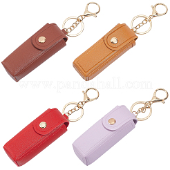 4 Stück rechteckiger Lippenstifthalter-Schlüsselanhänger aus PU-Leder in 4 Farben&nbsp;KEYC-CL0001-63A