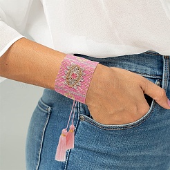 Pulseras de cuentas de semillas con patrón de telar de ojo de amistad para mujer&nbsp;BJEW-Z013-15B