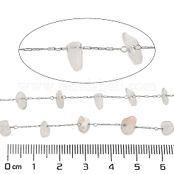 Chaînes à maillons en acier inoxydable 304 avec pierres de lune naturelles&nbsp;CHS-G038-09P-06