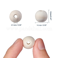 Perles en bois naturel non fini&nbsp;WOOD-S651-14mm-LF