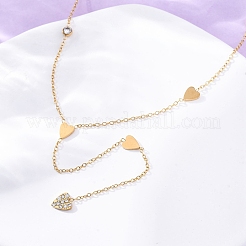 304 Edelstahl Kristall Strass Herz Lasso Halsketten&nbsp;NJEW-R026-10G