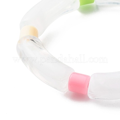 Stämmiges Acryl-Stretch-Armband mit gebogenen Rohren und Säulenperlen für Mädchen und Frauen&nbsp;BJEW-JB06989