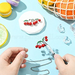 2 Stück Messing rot und grün Emaille Kirsche Verbinder Charms&nbsp;KK-CJ0003-50