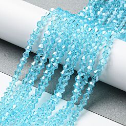 Transparentes perles de verre de galvanoplastie brins&nbsp;GLAA-F029-4mm-C20