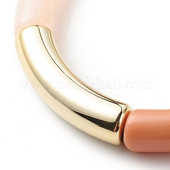 Bracelet extensible perlé tube incurvé acrylique pour femme&nbsp;BJEW-JB08438-01