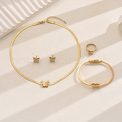 Edelstahl Schmetterling Armreif & Ohrringe & Halsketten & Ringe Sets für Frauen&nbsp;RG3156