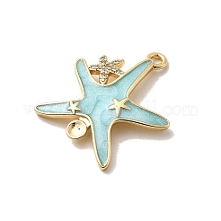 Ciondolo a forma di stella marina in ottone micro pavé di zirconi cubici con montature in strass&nbsp;KK-H089-25G
