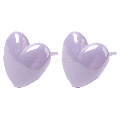 Orecchini a bottone con cuore in ceramica ipoallergenica in bioceramica con zirconi&nbsp;EJEW-C065-02B