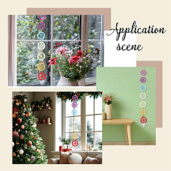 Pendentifs en faux suède arc-en-ciel faits à la main et décorations en toile/filet tissé en plastique PP&nbsp;HJEW-WH20019-16P