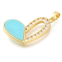 Micro pavé de zircones cubiques en laiton avec pendentifs en acrylique&nbsp;KK-S049-22G