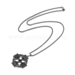 Collane con catena a maglie quadrate con ciondolo a croce con nodo gotico in acciaio inossidabile 201&nbsp;NJEW-M010-05P