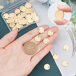 PVD-Vakuumbeschichtung 304 Edelstahl Prägung Blanko-Tag flache runde Charms&nbsp;STAS-UN0017-69G