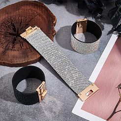 3 Stück 3 Farben Strass breite Kordel Armbänder Set mit Samt innen&nbsp;BJEW-AN0001-73
