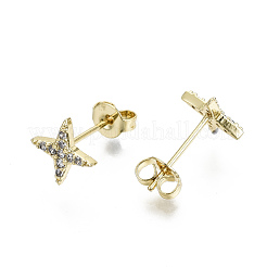Boucles d'oreilles en laiton zircon cubique micro pavé clair&nbsp;EJEW-T046-34G-NF