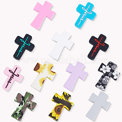 12 Stück 12 Farben Kreuz-Silikon-Fokalperlen&nbsp;SIL-SC0002-90