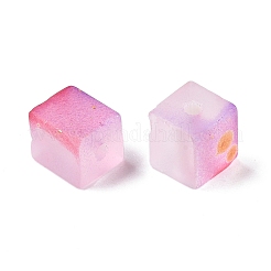 Perles de verre givrées avec poudre pailletée dorée&nbsp;DGLA-NH001-6mm-01J