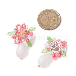 Blume handgefertigte Glasperlen Ohrstecker&nbsp;EJEW-MZ00449