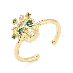 Micro allanar anillos de latón manguito de óxido de circonio cúbico&nbsp;RJEW-G364-03G-02