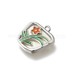 Messing Pavé natürliche weiße Muschel Trapez Charms&nbsp;KK-K378-60S
