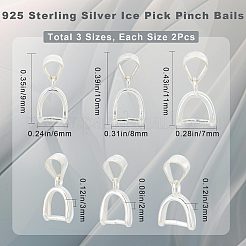 6 pz. 3 ganci per punte da ghiaccio in argento sterling misura 925&nbsp;STER-CN0001-18