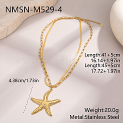 Collana a doppio strato con ciondolo a stella marina in acciaio inossidabile 304 per donna&nbsp;WG432B6-01