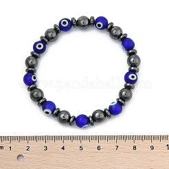 Handgemachte böse Augen Bunte Malerei Perlen Stretch Armbänder&nbsp;BJEW-JB04461-02