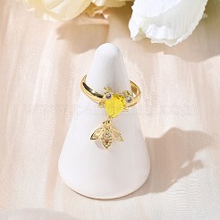 Bagues réglables en laiton avec micro pavé de zircones cubiques pour femmes&nbsp;RJEW-K307-01G-23