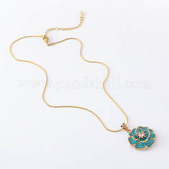 3 collier élégant avec pendentif en forme de fleur en acier inoxydable et émail pour femme&nbsp;MX4222