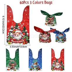 60 Stück 3 Farben Weihnachtsthema Kaninchen geformt Süßigkeiten Plastiktüten&nbsp;ABAG-FS0001-05