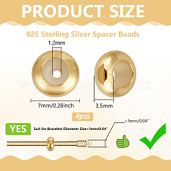 4 Stück 925 Abstandsperlen aus Sterlingsilber&nbsp;STER-BC0003-50G