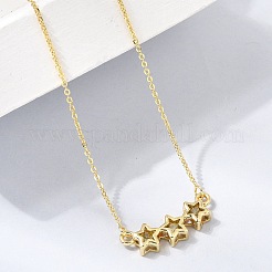 Colliers pendentifs triple étoile en laiton et verre&nbsp;KK-CBAB173-03G-06